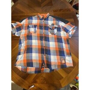 Parish Nation Shirt Men’s 4XL Button Embroidered Plaid Cotton Casual Logo